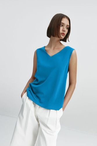 Camiseta sin mangas mujer escote pico azul egipcio - Sepiia - Modalova