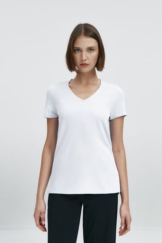 Camiseta mujer escote pico blanca - Sepiia - Modalova
