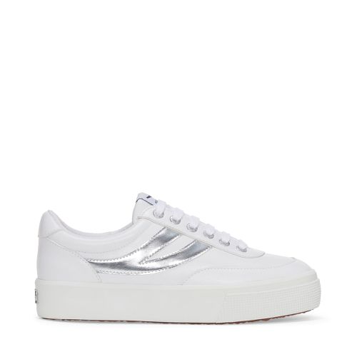 PLATFORM BLOCKS MIRROR SYNTHETIC MATERIAL - Lady Shoes - Wedge - Woman - WHITE-SILVER - Superga - Modalova