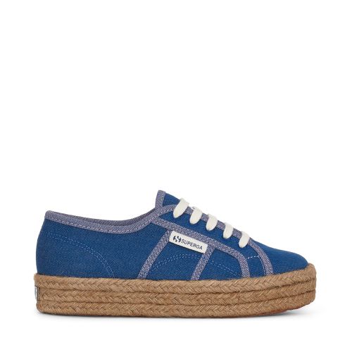 CUERDA DENIM REVERSE - Zapatos Mujer - Cuña - Mujer - AZUL-VIOLETA-OFF BLANCO - Superga - Modalova