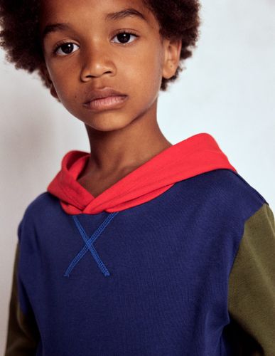 T-shirt semi-épais à capuche-Bleu tribord/vert des bois - Boden - Modalova