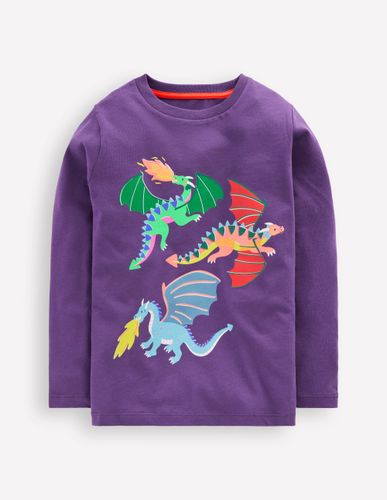 T-shirt manches longues à imprimé riso-Dragons violet mystique - Boden - Modalova