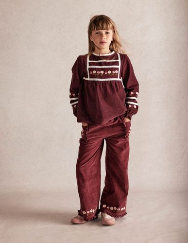 Top brodé à dentelle-Broderie châtaigne - Boden - Modalova