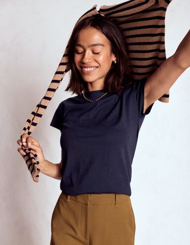 T-shirt à col bateau ultra-doux- Marine, Petits Pois - Boden - Modalova