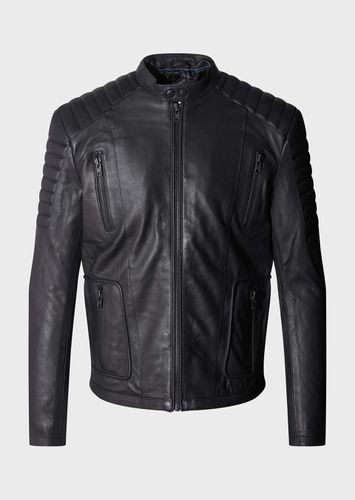 Mens Tracks Black Leather Jacket - Police - Modalova