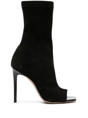 Schwarze Wildleder-Mid-Calf-Stiletto-Stiefel - Paris Texas - Modalova