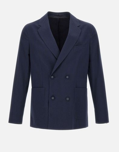 Marineblauer Baumwoll-Seersucker-Blazer - OFFICINE GENERALE - Modalova