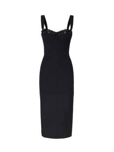 Schwarzes Midi-Kleid mit Schnallen - VERSACE JEANS COUTURE - Modalova