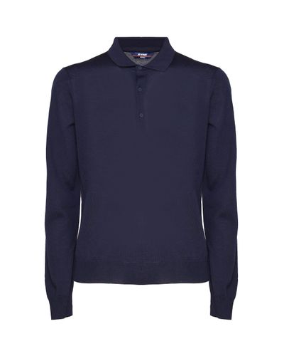 Blauer gerippter Polo-Pullover - K-Way - Modalova