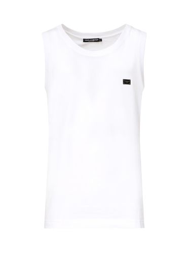 Weißes Baumwoll-Jersey-Tanktop - Dolce & Gabbana - Modalova