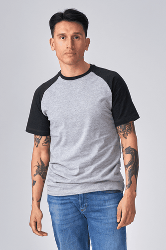 Basic Raglan T-Shirt-Schwarzlichtgrau - Mann - TeeShoppen - Modalova