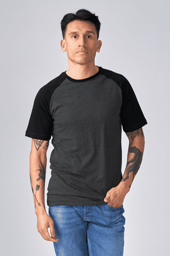 Basic Raglan T-Shirt-Schwarz-Darkgrau - Mann - TeeShoppen - Modalova