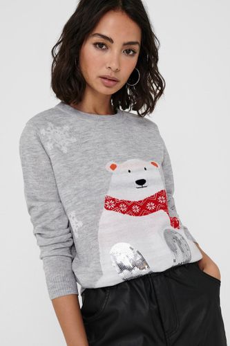 Weihnachten Schneepullover - Hellgrau - ONLY - Modalova