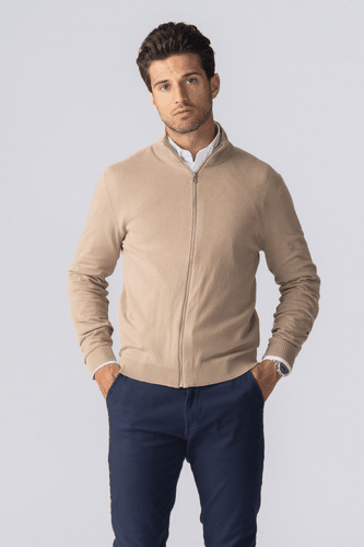 Pullover Zip Strickjacken - Sand - Mann - 2xl - TeeShoppen - Modalova