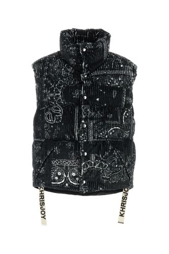 Printed corduroy oversize sleeveless down jacket - KHRISJOY - Modalova