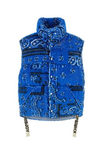 Printed corduroy oversize sleeveless down jacket - KHRISJOY - Modalova