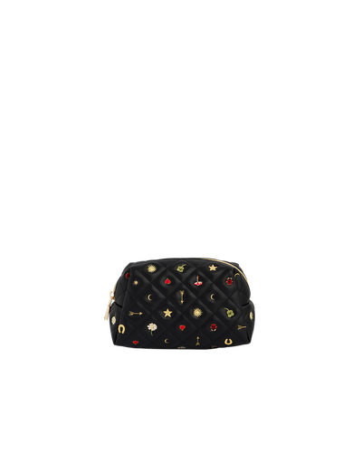 Black Quilted Celestial Embroidered Pouch | Women's Cosmetic Bag - Fable England - Modalova