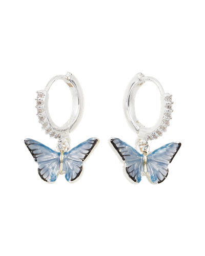 Blue Butterfly Silver Earrings | Women's Jewellery - Fable England - Modalova