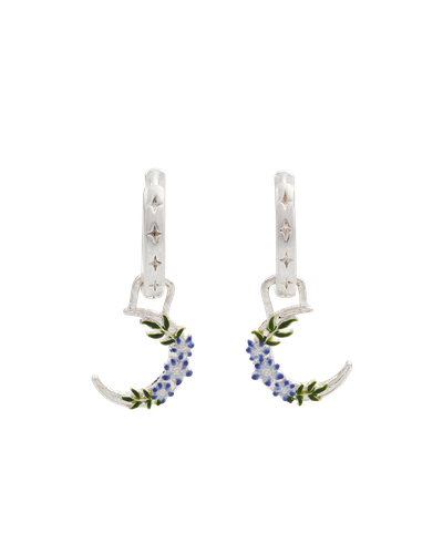 Silver Nightshade Moon Huggie Earrings | Women's Jewellery - Fable England - Modalova