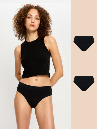 Soft Stretch Seamless Bikini Brief 2 Pack Moderate Black - Modibodi - Modalova