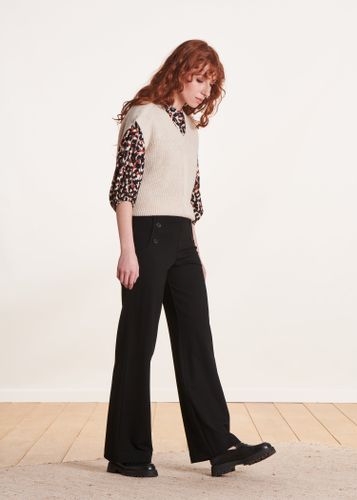 Pantalon large en jersey milano taille haute - La Fée Maraboutée - Modalova