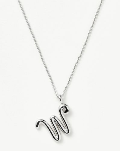 Curly Molten Initial Pendant Necklace - Initial W | Sterling Silver - Missoma - Modalova