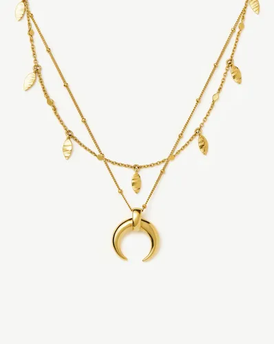 Lucy Williams Horn Necklace & Leaf Charm Choker Set | 18ct Gold Plated Vermeil - Missoma - Modalova