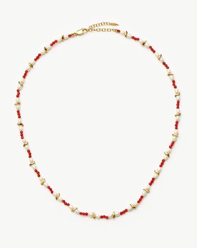 Savi Seed Pearl Beaded Necklace | Red Quartz & Pearl - Missoma - Modalova