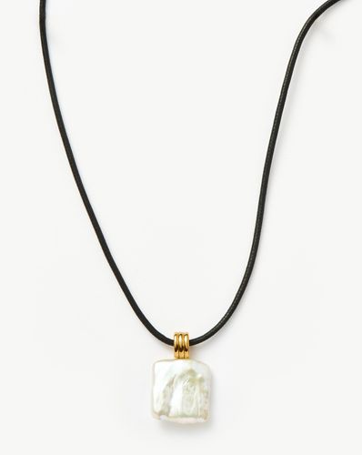 Square Pearl Pendant Cord Necklace | 18ct Gold Vermeil/Pearl - Missoma - Modalova