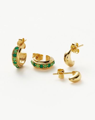 Dome & Gemstone Mini Hoop Earring Set - Missoma - Modalova