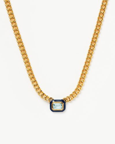 Enamel & Stone Floating Pendant Chain Necklace | 18ct Gold Plated/Blue Cubic Zirconia - Missoma - Modalova