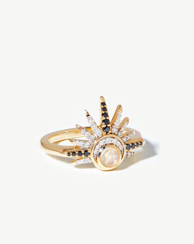 Harris Reed Fine Celestial Ring | 14ct Solid Gold/Rainbow Moonstone & Diamond - Missoma - Modalova