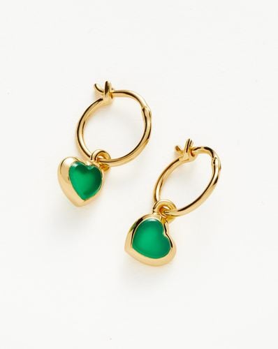 Jelly Heart Charm Mini Hoop Earrings | 18ct Gold Vermeil/Green Chalcedony - Missoma - Modalova