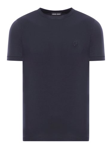 CREWNECK SHORT SLEEVED SWEATER IN STRETCH VISCOSE JERSEY - Man - Giorgio Armani - Modalova