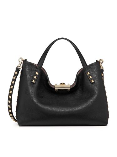 SMALL ROCKSTUD BAG IN GRAINED CALFSKIN WITH CONTRAST LINING - - Woman - Valentino Garavani - Modalova