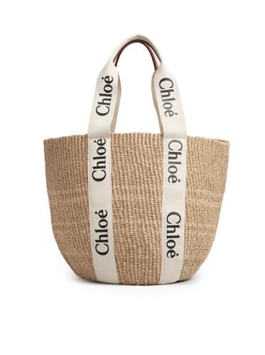 WOODY LARGE BASKET BAG IN NATURAL FIBERS - Woman - Chloe` - Modalova