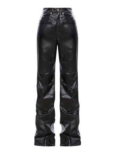 WAXED COTTON JEANS WITH LEATHER EFFECT - Woman - Rick Owens - Modalova