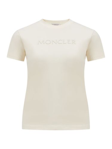 EMBROIDERED TONAL LOGO COTTON T-SHIRT - Woman - Moncler - Modalova