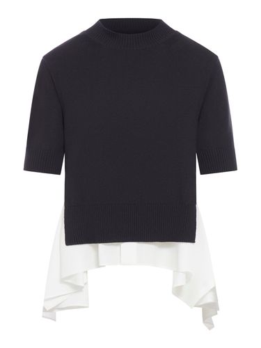 KNITTED T-SHIRT WITH COTTON INSERTS - Woman - Sacai - Modalova