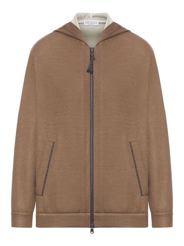 COTTON AND SILK ZIP-UP HOODIE - Woman - Brunello Cucinelli - Modalova