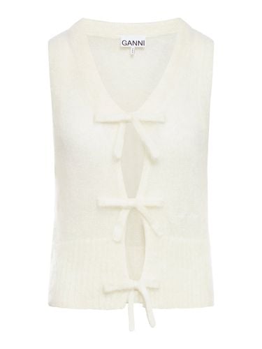 EGRET LIGHT MOHAIR TIE STRING VEST - Woman - Ganni - Modalova