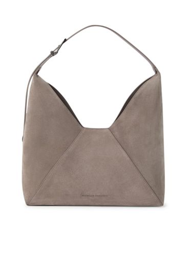 Suede calfskin hobo bag - Woman - Brunello Cucinelli - Modalova