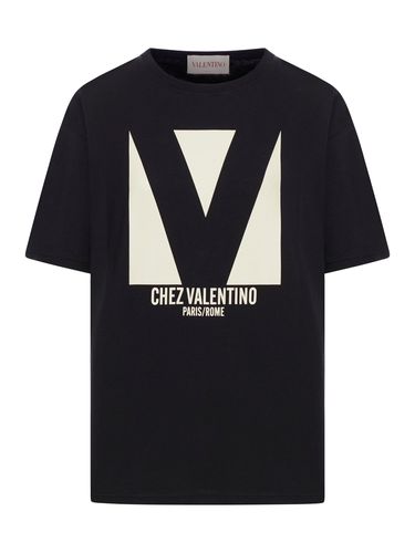 CHEZ VALENTINO PRINT COTTON JERSEY T-SHIRT - Woman - Valentino Garavani - Modalova