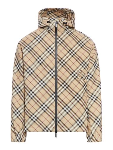 CHECK PRINT TWILL JACKET - Man - Burberry - Modalova