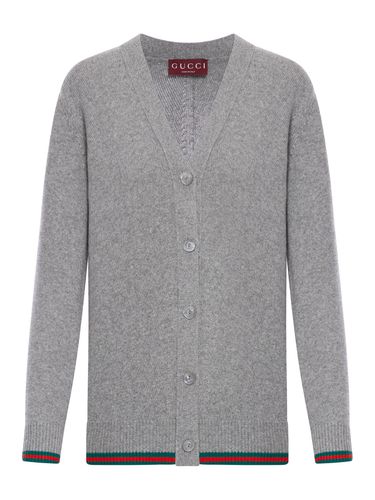 WOOL AND CASHMERE CARDIGAN WITH WEB - Woman - Gucci - Modalova