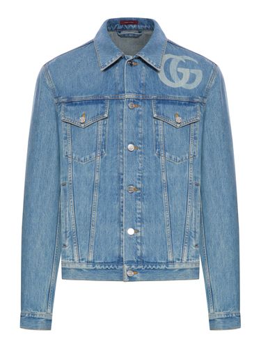 DENIM JACKET WITH LASER-CUT DOUBLE G - Man - Gucci - Modalova