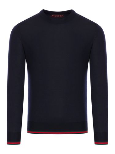 KNITTED WOOL SWEATER WITH WEB PATTERN - Man - Gucci - Modalova