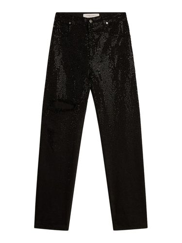 COTTON DENIM JEANS WITH DEGRADED EFFECT CRYSTALS - Woman - Golden Goose Deluxe Brand - Modalova