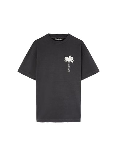 Palm tree-print cotton T-shirt - - Man - Palm Angels - Modalova