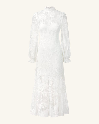 Elegant Lace Midi Dress - White - JW PEI - Modalova